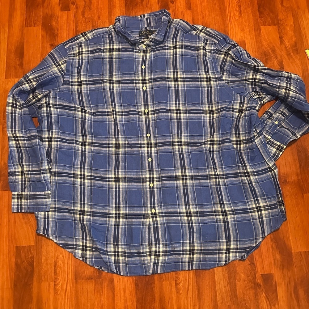 Polo Ralph Lauren Blue and White Plaid Shirt